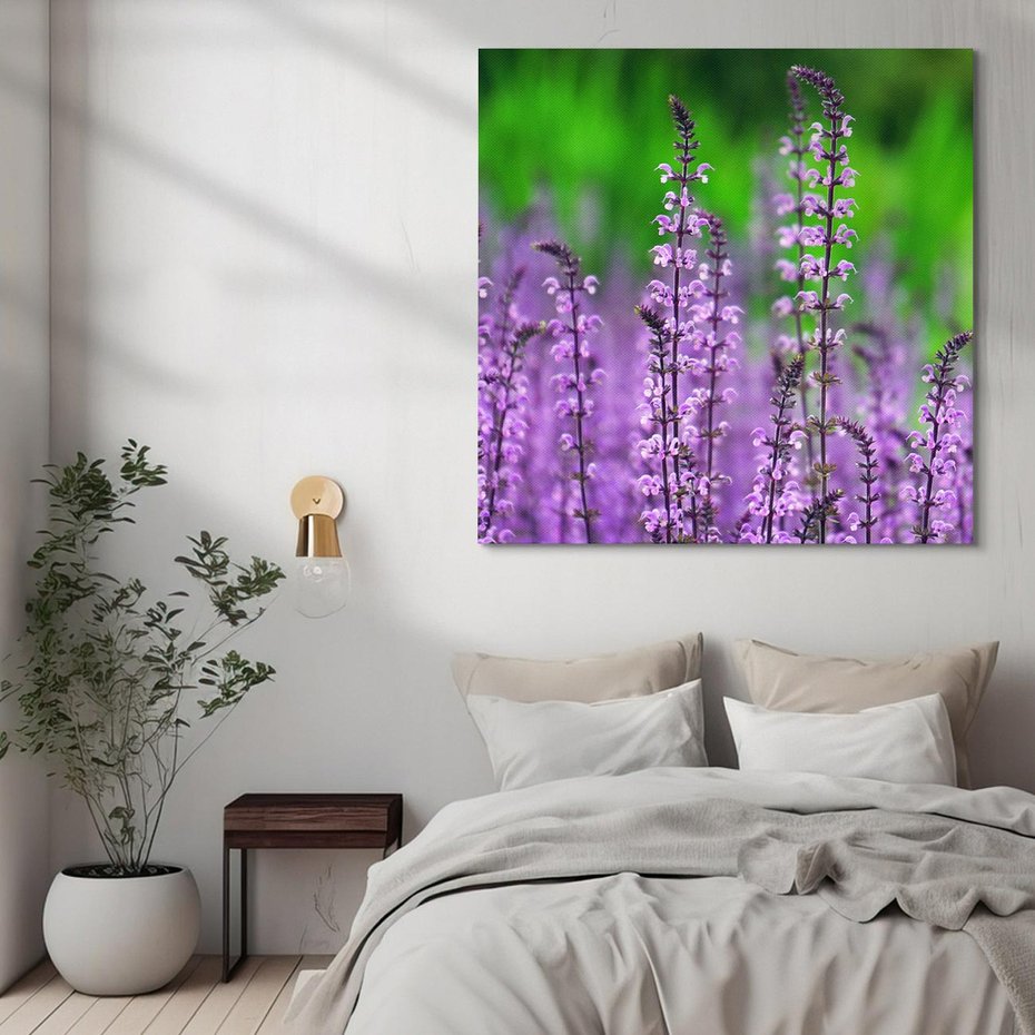 Obraz na płótnie 30x30 - Lawenda magia purpury - lawenda, kwiaty