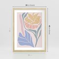 Plakat w ramie 30x40 - Kwiatowe Granice Kształtów - nowoczesny plakat, kwiaty w pastelowych kolorach - rama drewno