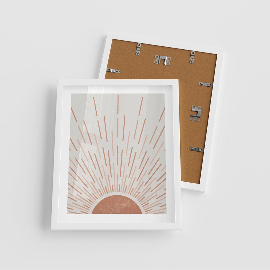 Plakat w ramie 40x50 - Słońce w Stylu Boho - słońce, grafika boho - rama biała