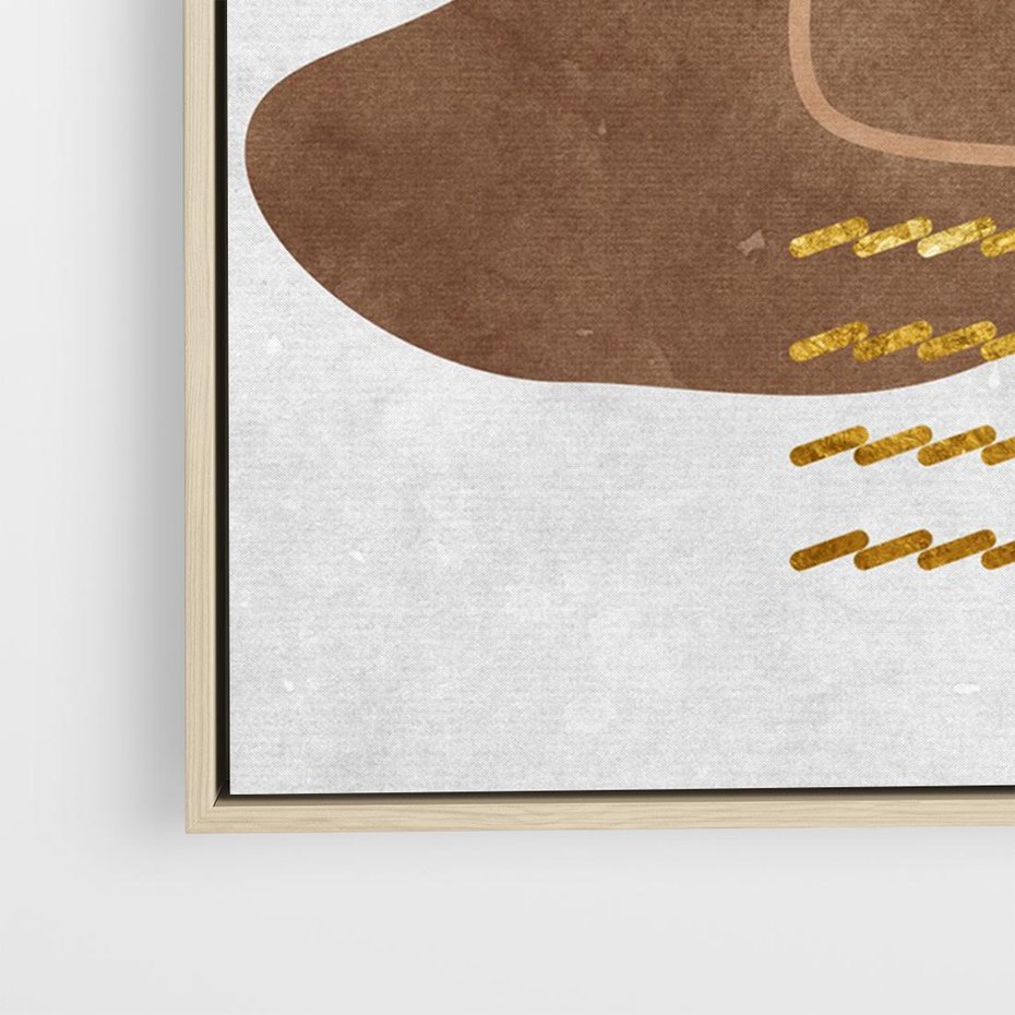 Obraz w ramie 100x70 - Odbicie światła serca - abstrakcyjne rozlane plamy, boho styl - rama drewno