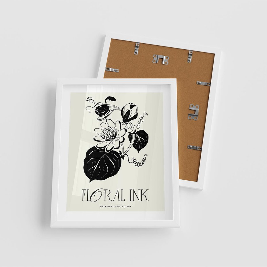 Plakat w ramie 40x50 - Odbicie kwiatowych chwil - kwiaty, typografia - rama biała