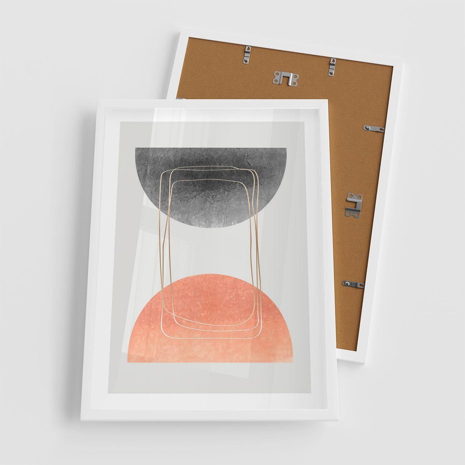 Plakat w ramie 50x70 - Sztuka Abstrakcji - minimalistyczny boho obraz, abstrakcyjny - rama biała