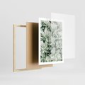 Plakat w ramie 50x70 - Liście w Jasnych Odcieniach Zielonego - liście, jasna zieleń fotografia - rama drewno