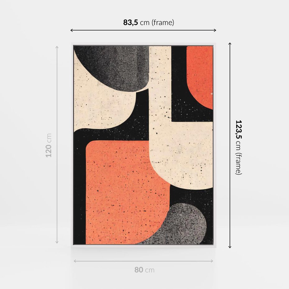 Obraz w ramie 80x120 - Loftowa Harmonia - abstrakcja, styl loftowy - rama biała