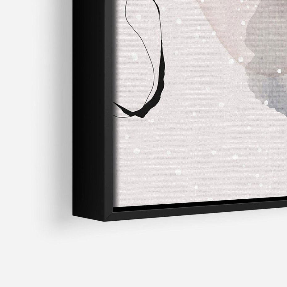 Obraz w ramie 50x70 - Migocące Barwy - abstrakcyjne plamy akwarelowe, czarny szkic - rama czarna