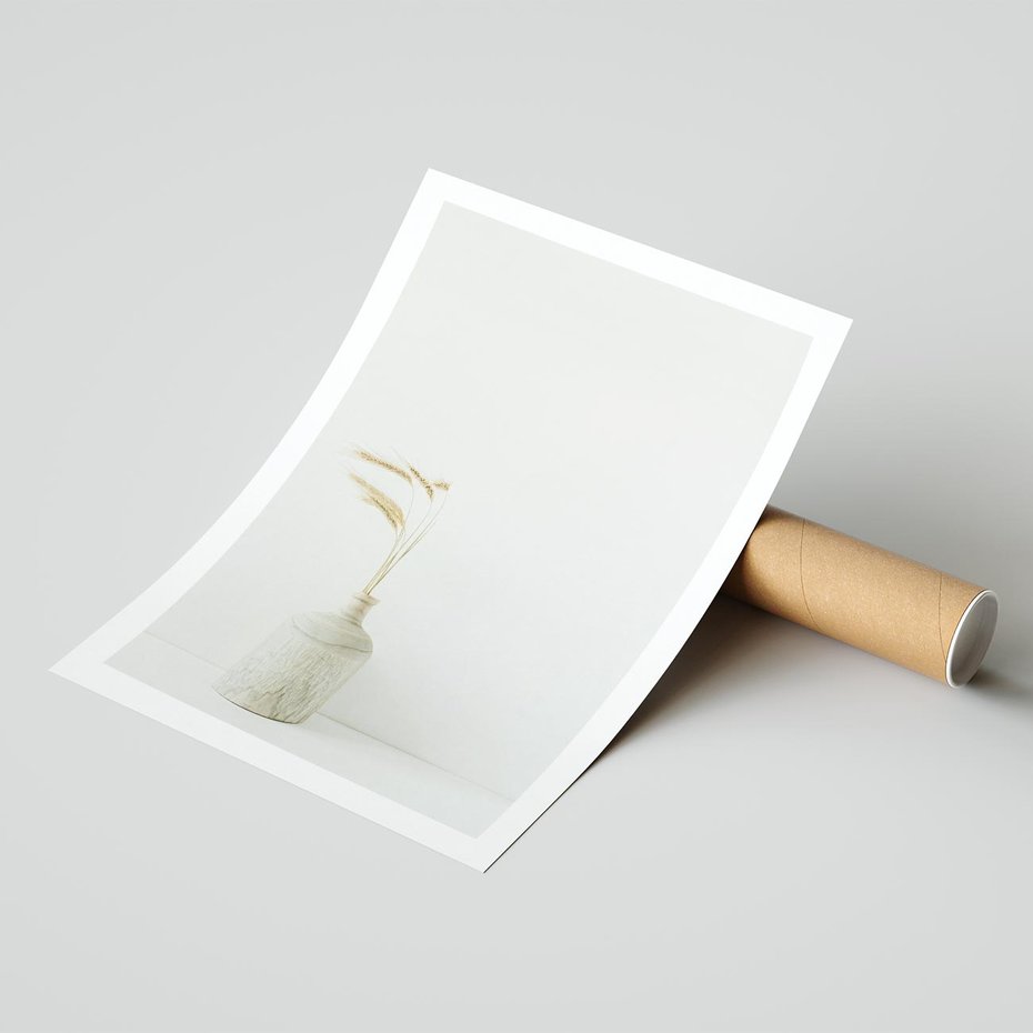 Plakat bez ramy 50x70 - Sztuka Prostoty - minimalistyczny wazon, źdźbła traw