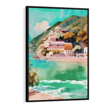 Obraz w ramie 50x70 - Na Zboczu - akwarela, nadmorski pejzaż - rama czarna