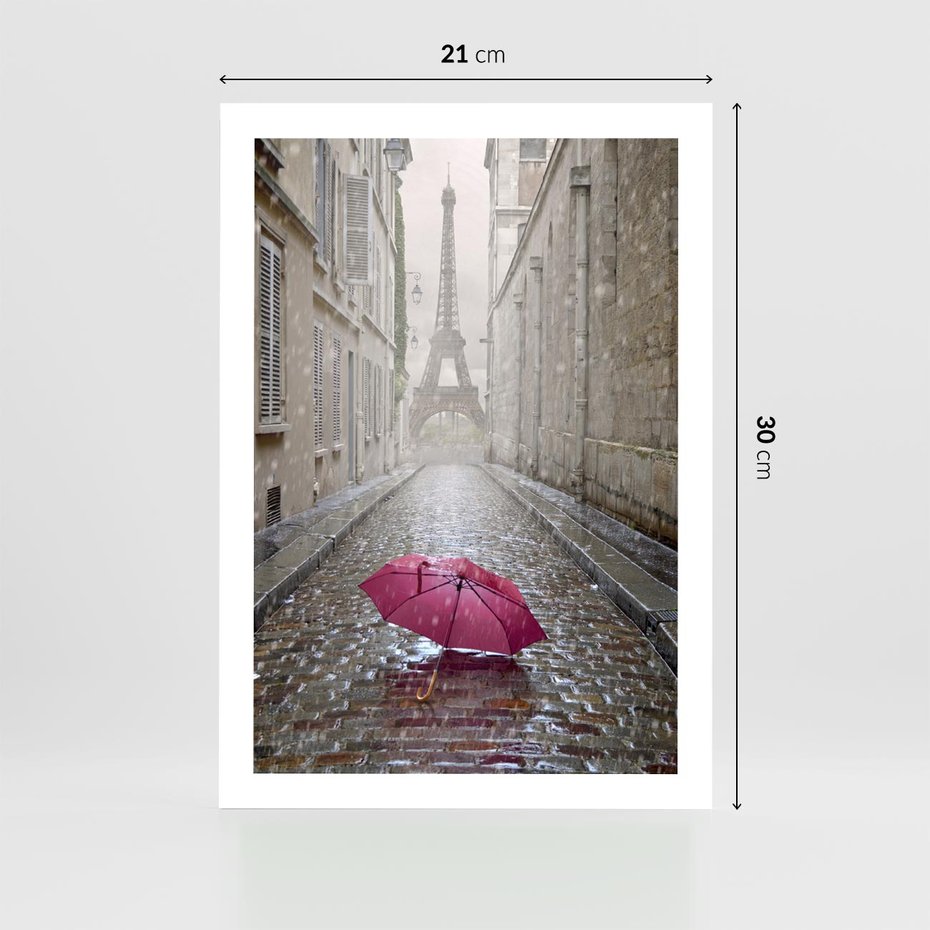 Plakat bez ramy 21x30 - Francuska elegancja pod parasolem - Francja, parasol