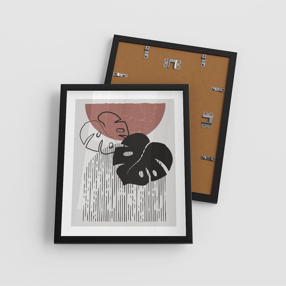 Plakat w ramie 40x50 - Nowoczesna Monstera: Szkic w Grafice - nowoczesna grafika, monstera - rama czarna