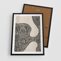 Plakat w ramie 50x70 - Harmonijne Kształty - abstrakcyjne ryciny, czarno biały - rama czarna