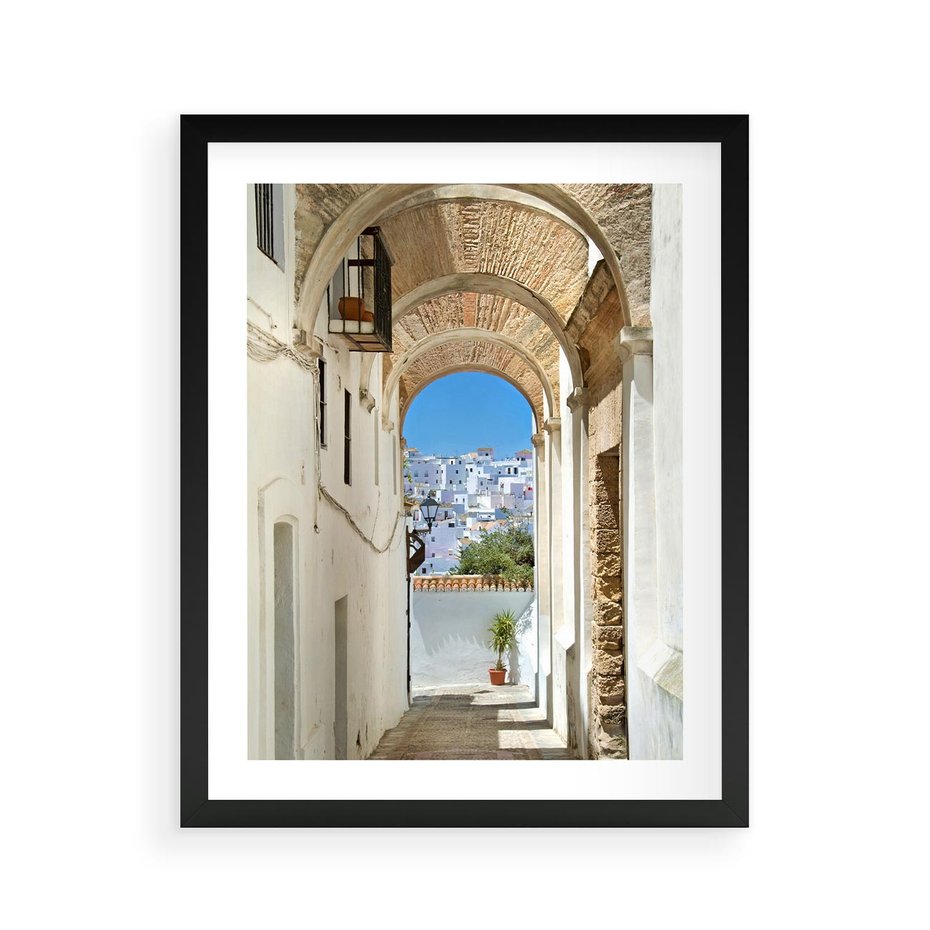 Plakat w ramie 40x50 - Romantyczna Przeprawa - romantyczna, uliczka - rama czarna