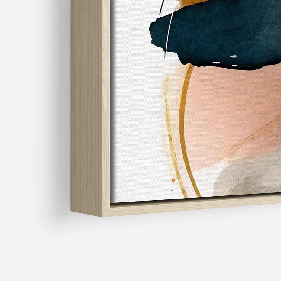 Obraz w ramie 50x50 - Migocące Impresje Przestrzeni - abstrakcyjny obraz, kolory ciepłe - rama drewno