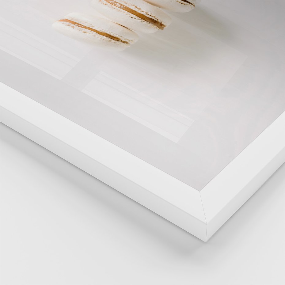 Zestaw obrazy w ramie 30x40 galeria - Makaroniki, kawa, typografia, napisy - rama biała