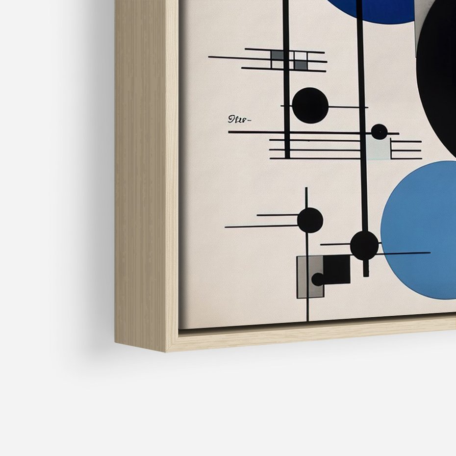 Obraz w ramie 50x70 - Rozkwitające Wibracje Wyobraźni - abstrakcyjna geometryczna kompozycja, koła linie - rama drewno