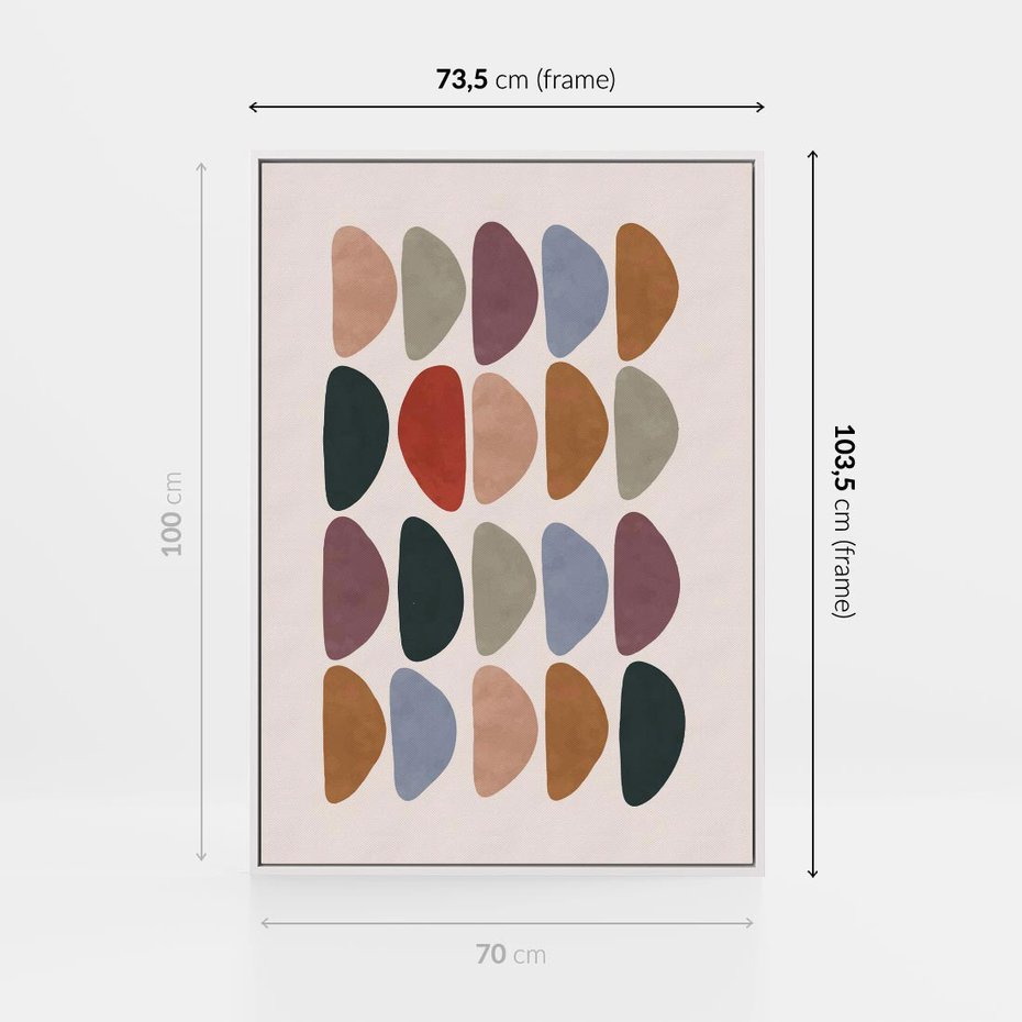 Obraz w ramie 70x100 - Granice Boho - abstrakcyjny obraz, geometryczna kompozycja - rama biała