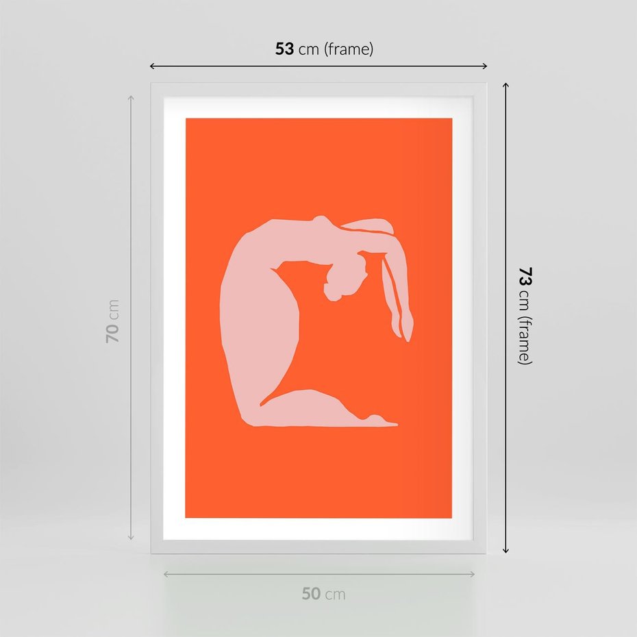 Plakat w ramie 50x70 - Antyczna Godzina - abstrakcja, kobieca sylwetka - rama biała