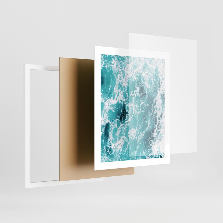 Plakat w ramie 40x50 - Wzburzony Ocean: Widok Z Góry - wzburzony ocean, błękitna woda - rama biała