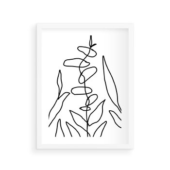 Plakat w ramie 50x70 - Liście Mocy - mroczna sztuka, minimalizm - rama biała