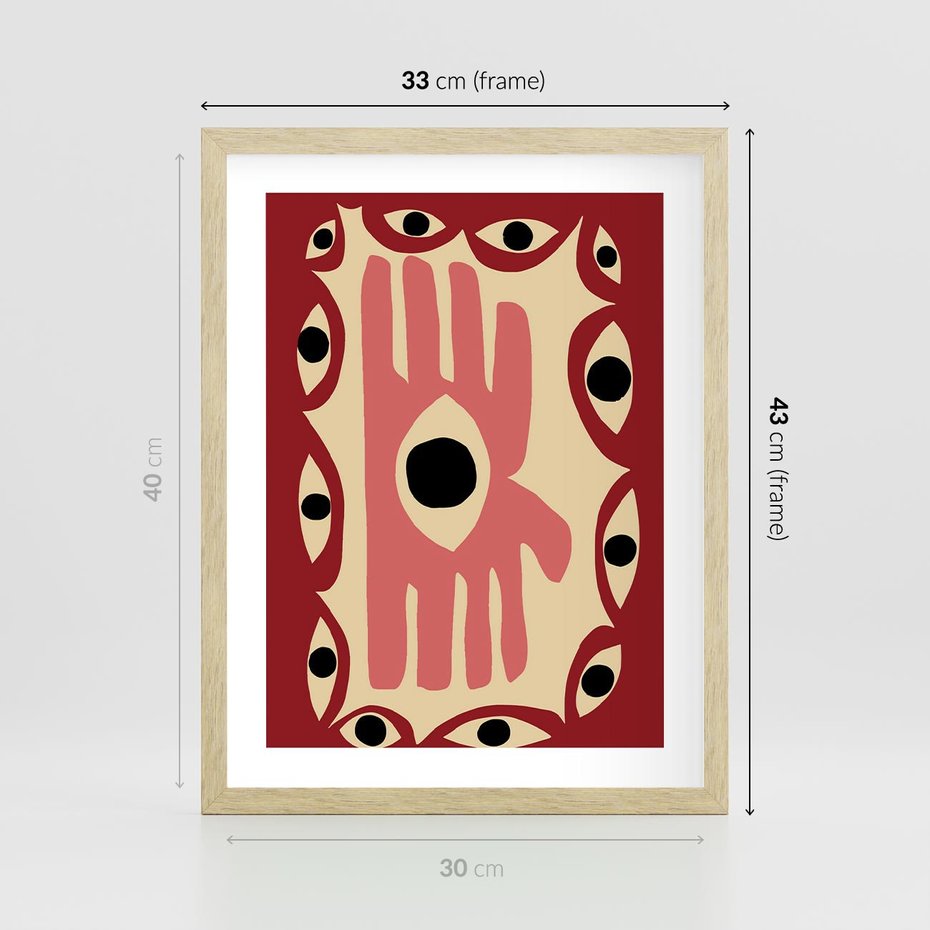 Plakat w ramie 30x40 - Migotliwe Kształty - abstrakcyjny obraz, boho styl - rama drewno