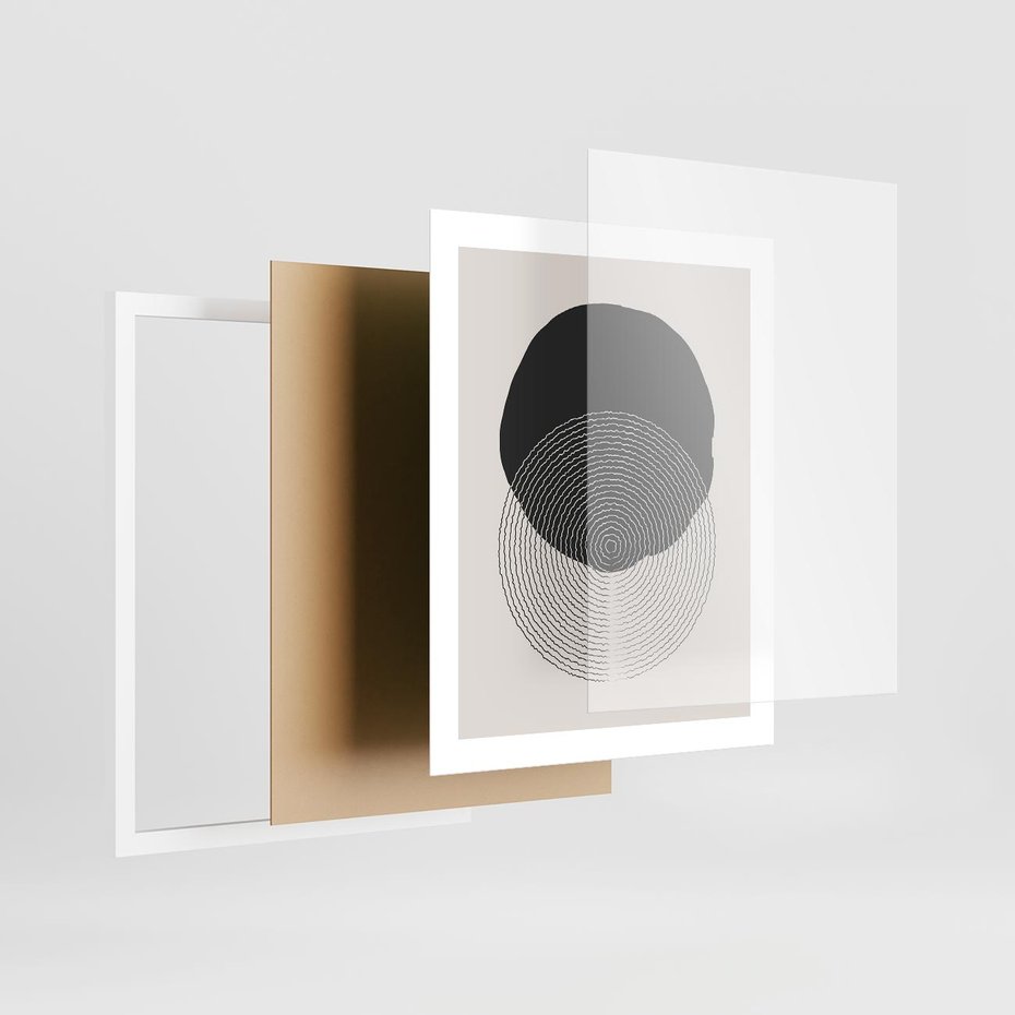 Plakat w ramie 40x50 - Boho Przenikanie Uroku - abstrakcyjna kompozycja, okręgi - rama biała