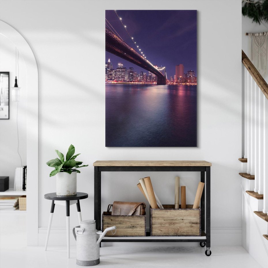 Obraz na płótnie 70x100 - Most w Nowym Jorku nocą - most, Nowy Jork