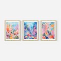 Zestaw obrazy w ramie 30x40 galeria - morze, rybki, akwarela, rafa, koralowa - rama drewno