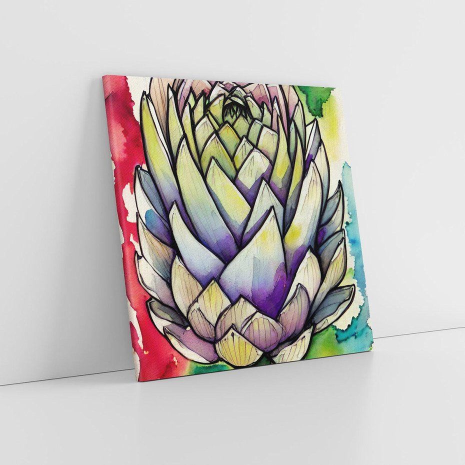 Obraz na płótnie 80x80 - Zamknięte w Roślinie - abstrakcja, akwarela