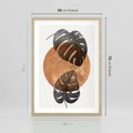 Plakat w ramie 50x70 - Elegancja w Detalach: Miedziane Koło z Monsterą - grafika, miedziane koło - rama drewno