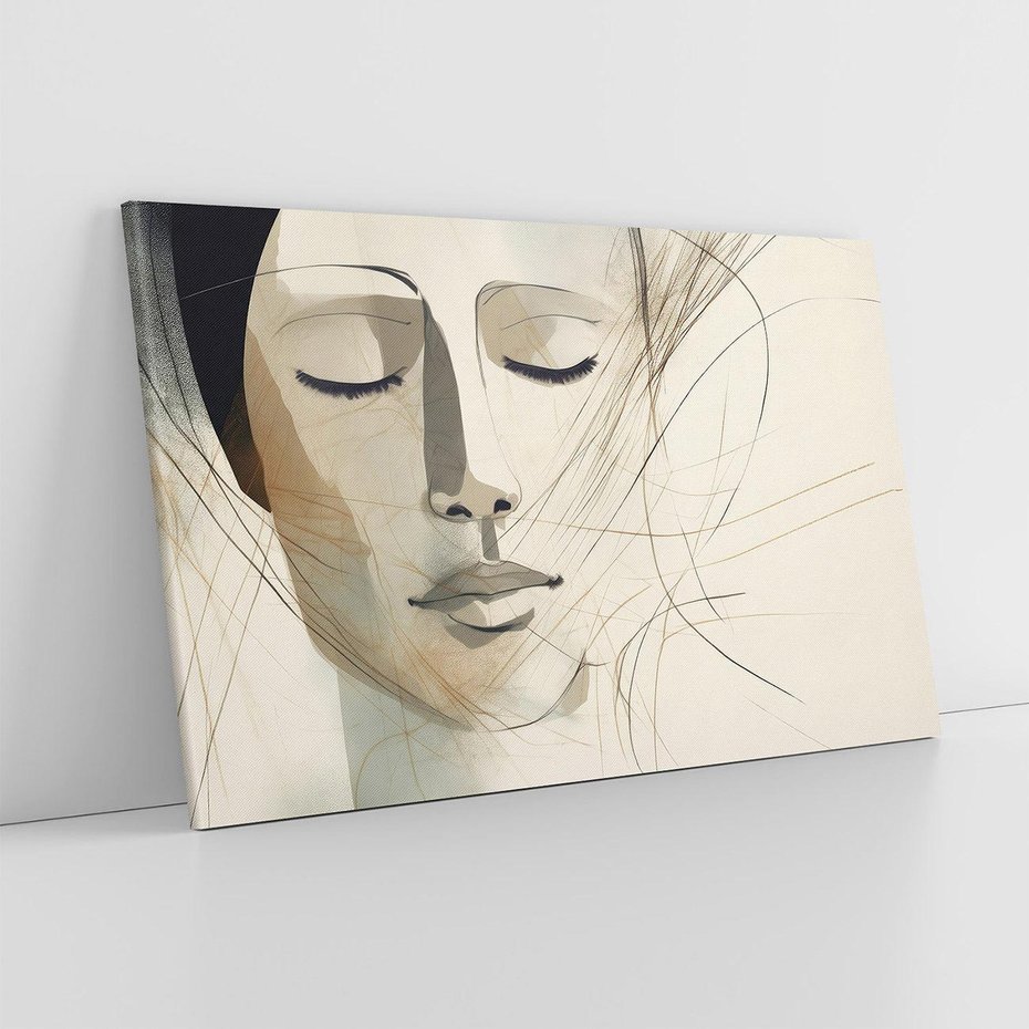 Obraz na płótnie 70x50 - Tylko Zamknij Oczy - twarz kobiety, zamknięte oczy