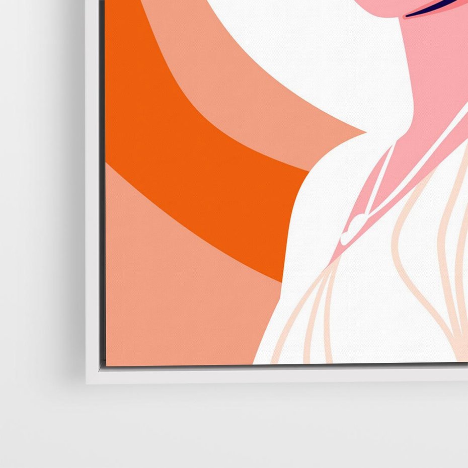 Obraz w ramie 50x50 - Kobieca Harmonia - nowoczesny plakat, styl retro - rama biała