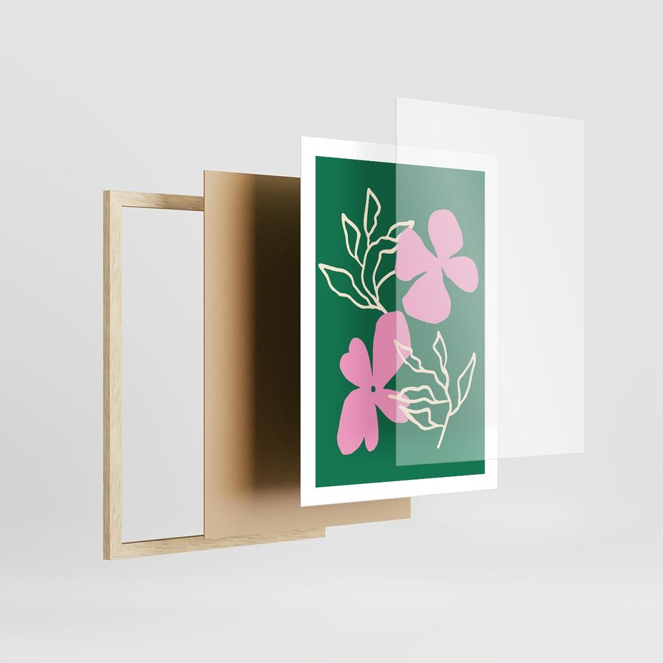 Plakat w ramie 50x70 - Wewnętrzne Fale - abstrakcyjny plakat, boho styl - rama drewno