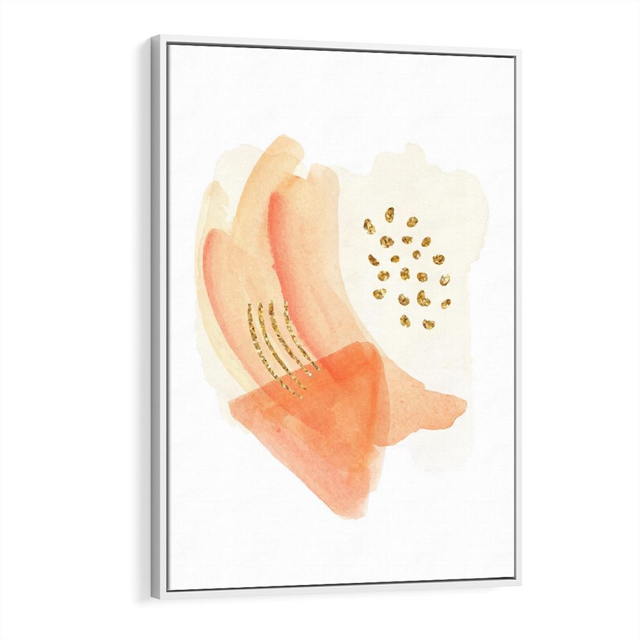 Obraz w ramie 70x100 - Rozkwitające Odbicia Form - abstrakcyjne akwarelowe plamy, minimalizm - rama biała