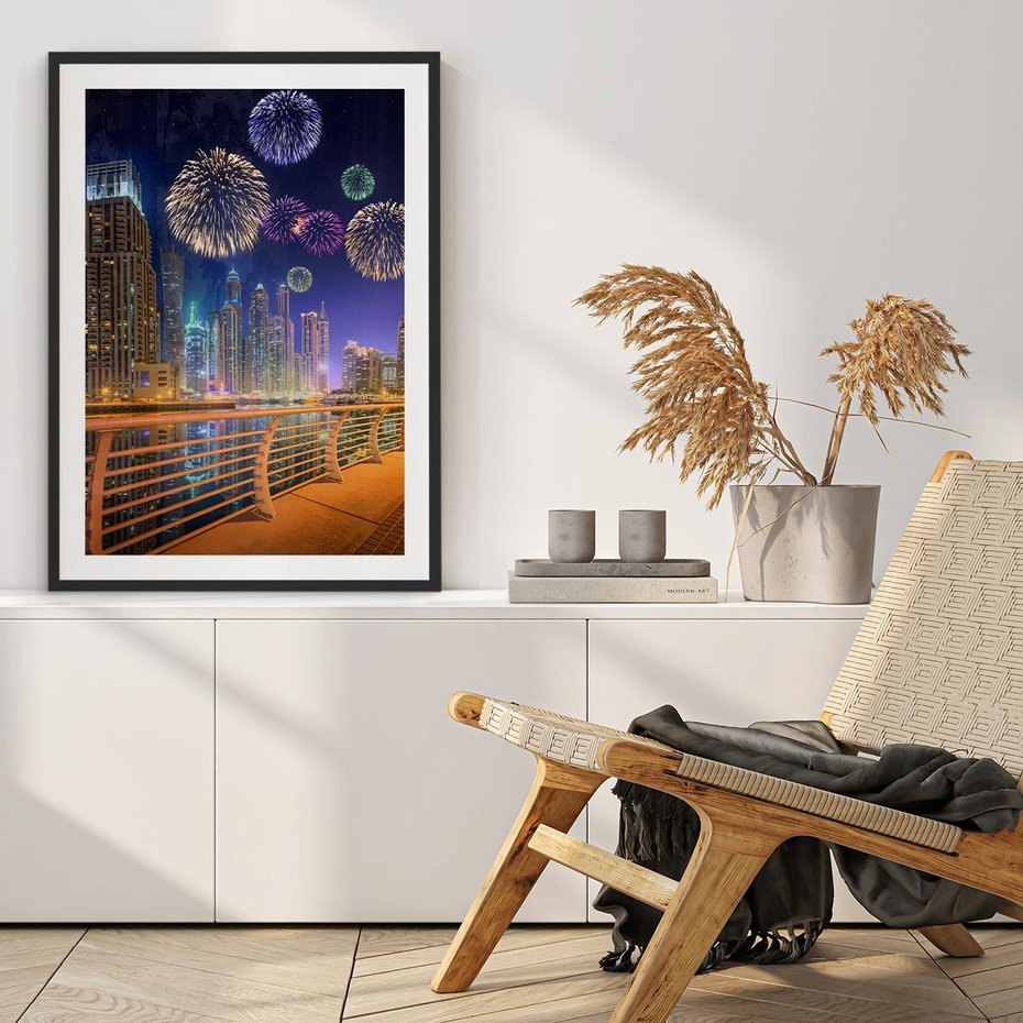 Plakat bez ramy 50x70 - Fajerwerki Nowego Roku - nowy rok, fajerwerki