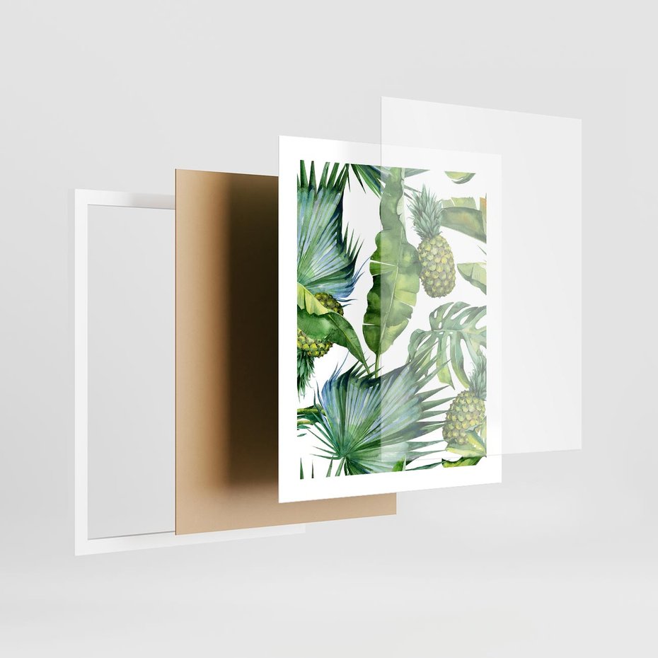 Plakat w ramie 40x50 - Oaza Natury - liście, tropikalne - rama biała
