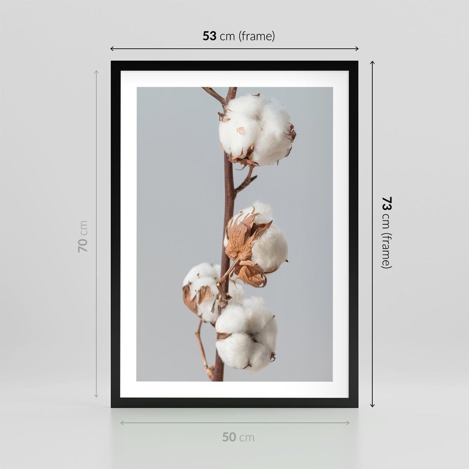 Plakat w ramie 50x70 - Bawełniana boho miękkość - bawełna, boho - rama czarna