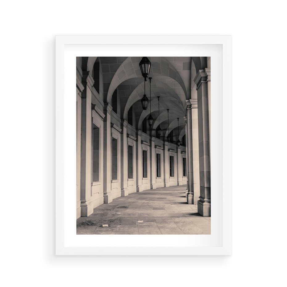 Plakat w ramie 40x50 - Kolumny Elegancji - architektura, kolumny - rama biała