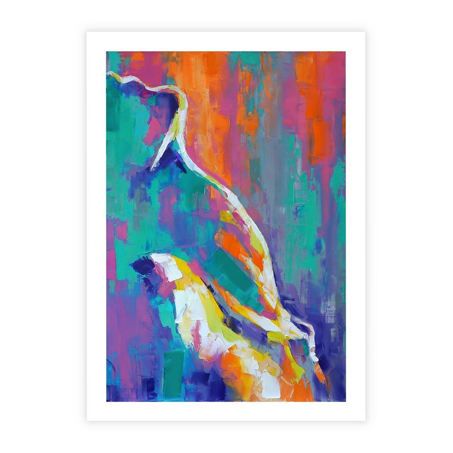 Plakat bez ramy 21x30 - Olejne Wibrujące Emocje - abstrakcyjny obraz, różne kolorowe maźnięcia pędzla