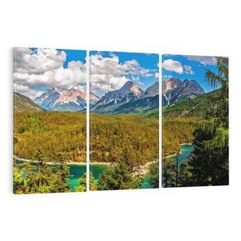 Obraz na płótnie 120x80 - Górska harmonia las i szczyty - góry, las