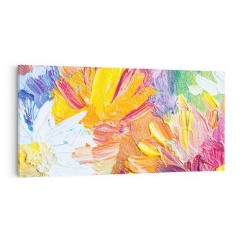 Obraz na płótnie 100x50 - Kwiatowe Harmonie - zbliżenie na obraz olejny, gruba warstwa farby