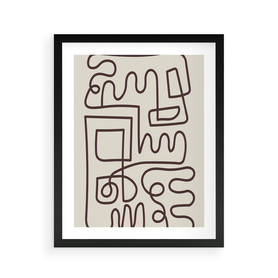 Plakat w ramie 40x50 - Etniczna Abstrakcja - nowoczesna boho grafika, abstrakcja - rama czarna