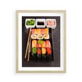 Plakat w ramie 40x50 - Kulinarne podróże do Japonii - sushi, japonia - rama drewno