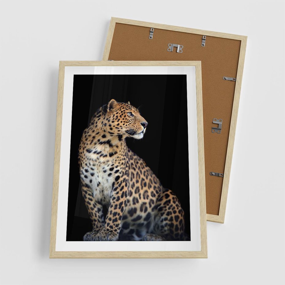 Plakat w ramie 50x70 - Elegancja Jaguarowej Pantery - jaguar, pantera - rama drewno