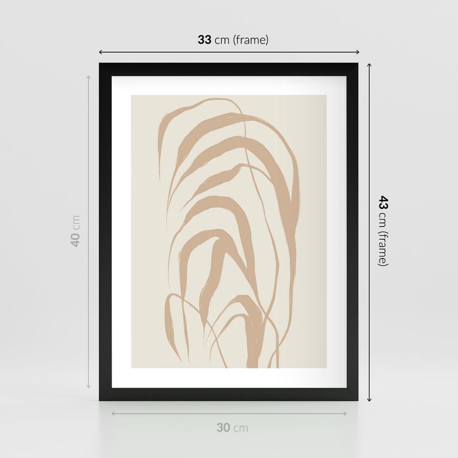 Plakat w ramie 30x40 - Formy Nowoczesności - minimalistyczny plakat, liście palmy - rama czarna