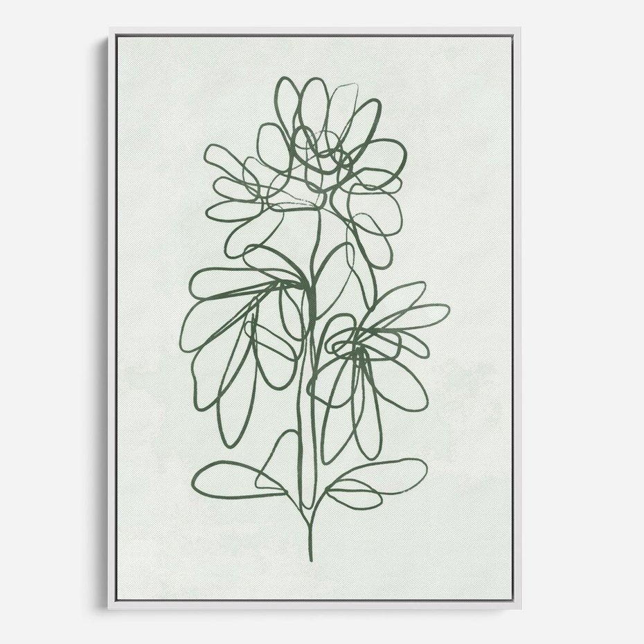 Obraz w ramie 70x100 - Spokojne Poddanie Naturze - zielony plakat, roślinne inspiracje - rama biała