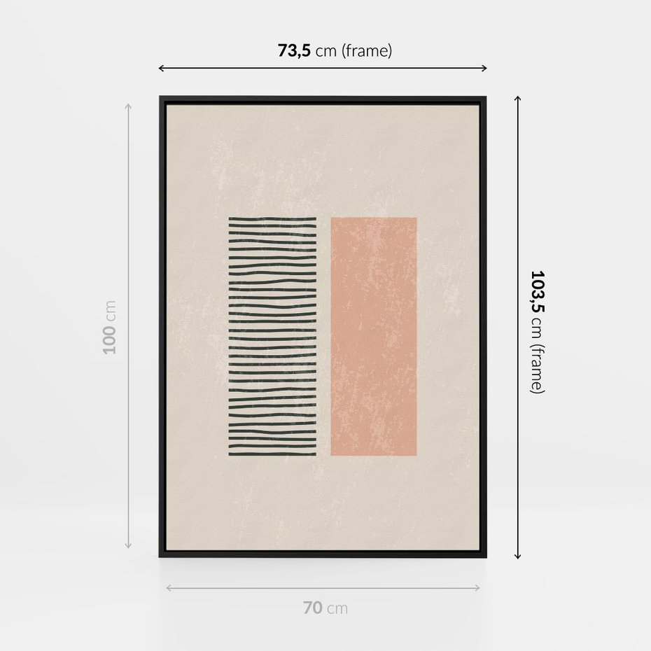 Obraz w ramie 70x100 - Przenikająca Kreatywność - nowoczesna sztuka, minimalizm - rama czarna