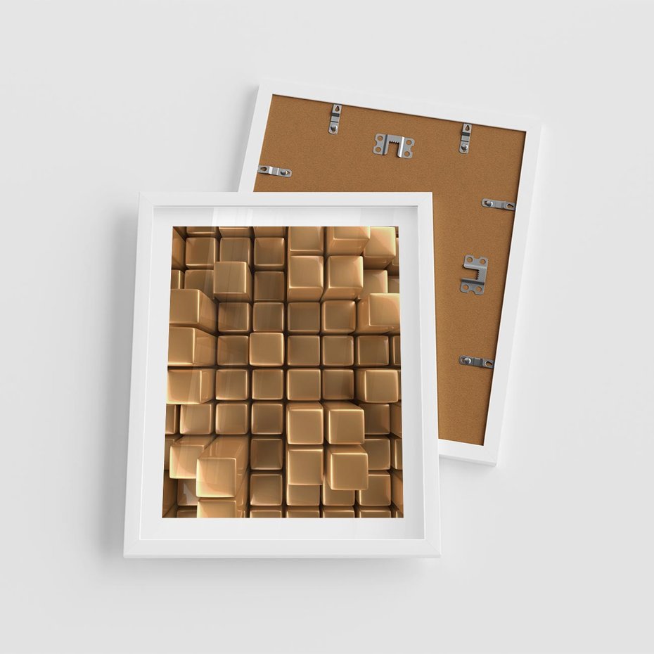 Plakat w ramie 40x50 - Błyszcząca Elegancja - złoto, 3d - rama biała