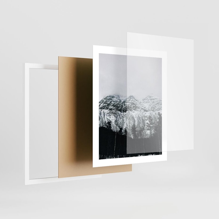 Plakat w ramie 40x50 - Zimowe Uroki Gór - góry ośnieżone, krajobraz górski - rama biała