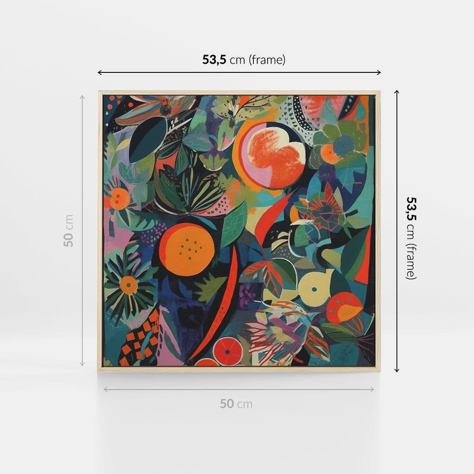 Obraz w ramie 50x50 - Echa Nietuzinkowych Wzorców - abstrakcyjny obraz olejny, jak picasso - rama drewno