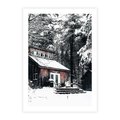 Plakat bez ramy 21x30 - Zimowy Urok Drewnianego Domku - zima, drewniany domek