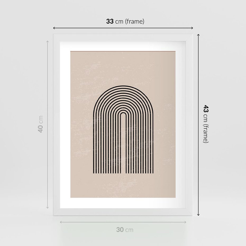 Plakat w ramie 30x40 - Migocące Echa - abstrakcyjne linie, geometria - rama biała